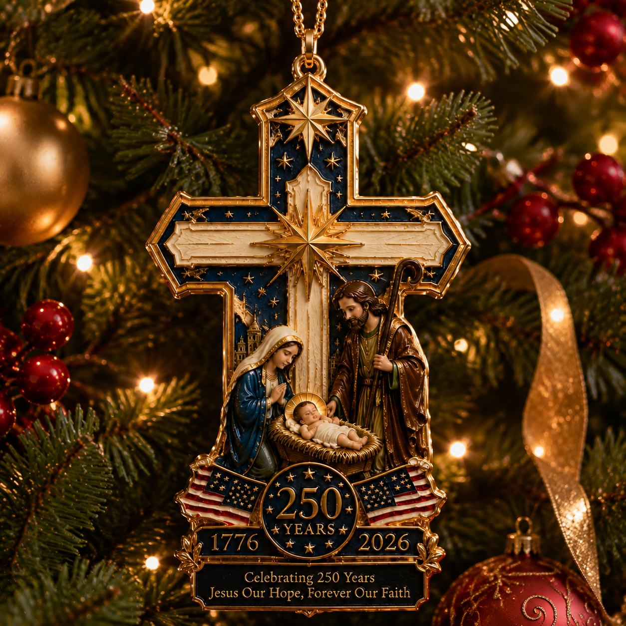 🔥Last 30pcs✨⏰ Limited anniversary edition✨49% OFF!🔥Cross-Shaped Jesus Nativity Christmas Tree Ornament