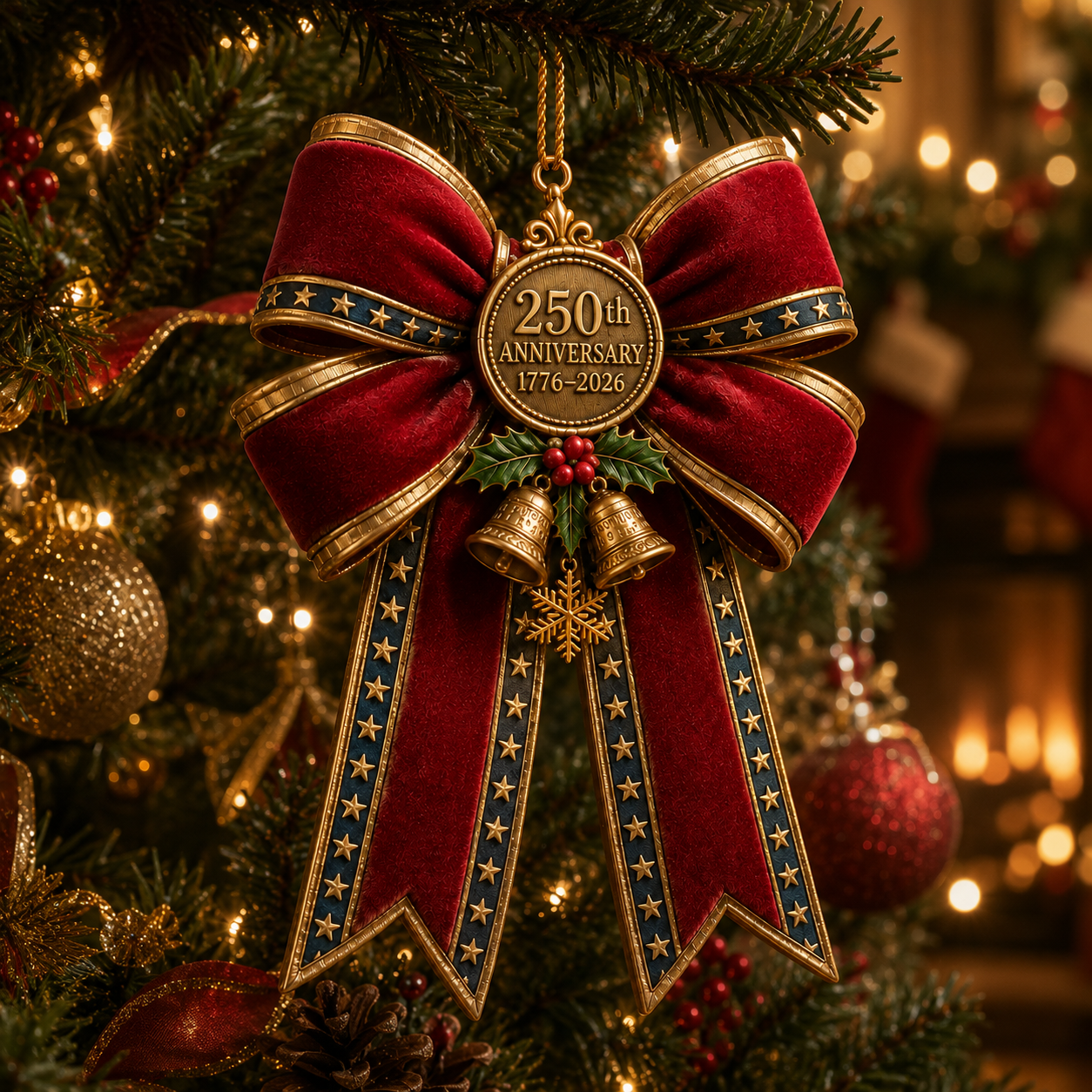 🎉250th Anniversary Bow Christmas Tree Ornament