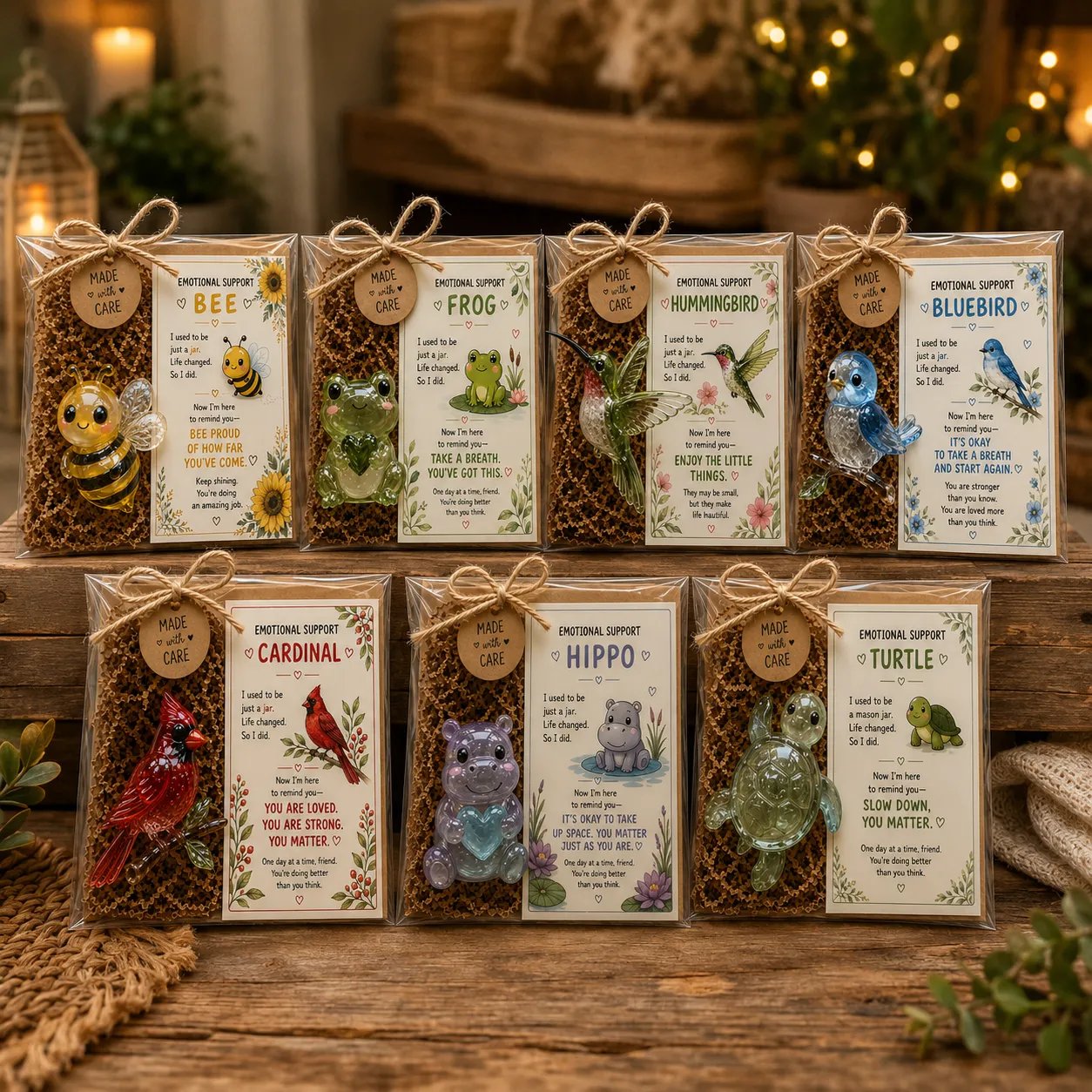 💖💌 Emotional Support Glass Animal Gift Set | 7 Meaningful Designs with Encouragement Card & Gift-Ready Packaging ✨