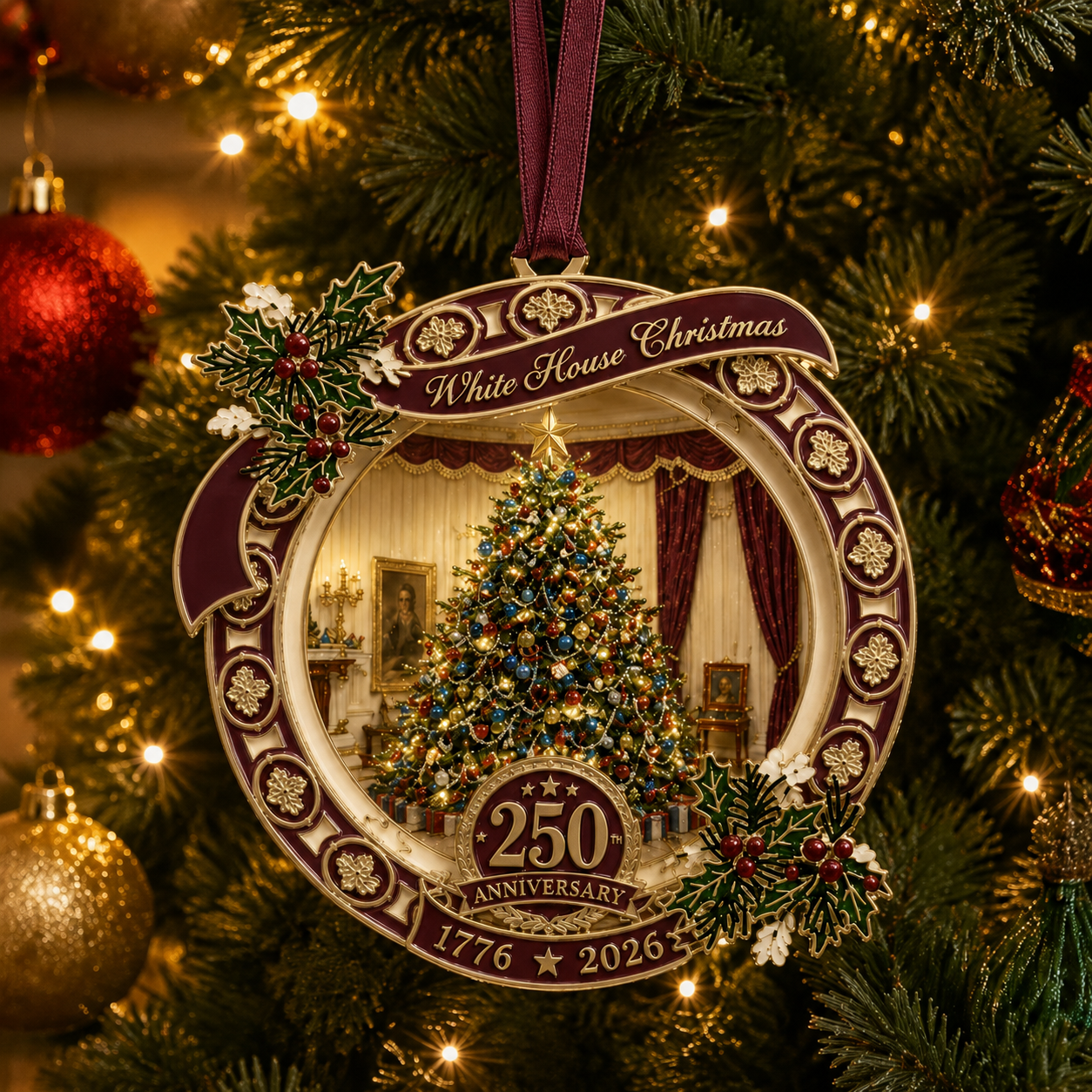 🔥Last 30pcs✨⏰ Limited anniversary edition✨49% OFF!🔥250th Anniversary View of the Christmas tree in the White House bedroom