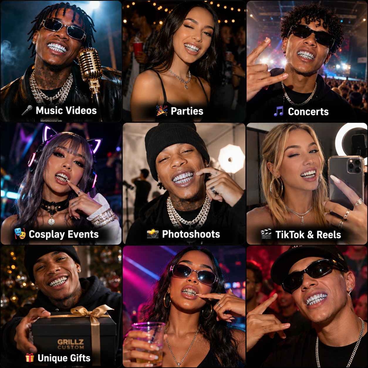 🔥Hip-hop street fashion hot sale🔥 DIAMOND GRILLZ - Full diamond crusted grillz for maximum shine