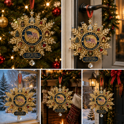 🔥Last 40 pcs✨⏰ Limited anniversary edition✨49% OFF!🔥Patriotic-Themed Limited Edition — Glistening Gold Christmas Commemorative Snowflake Ornament