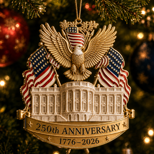 🔥Last 30pcs✨⏰ Limited anniversary edition✨49% OFF!🔥250th Anniversary Gold Eagle White House Christmas Tree Ornament