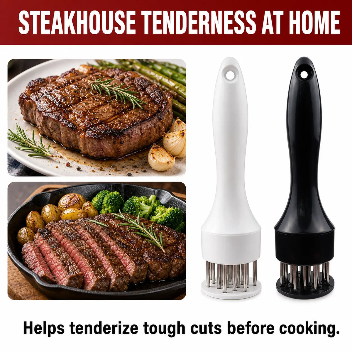 Stainless Steel Meat Tenderizer Tool – Multi-Needle Tenderizer for Fast Marinating & Juicier Meat - image 3