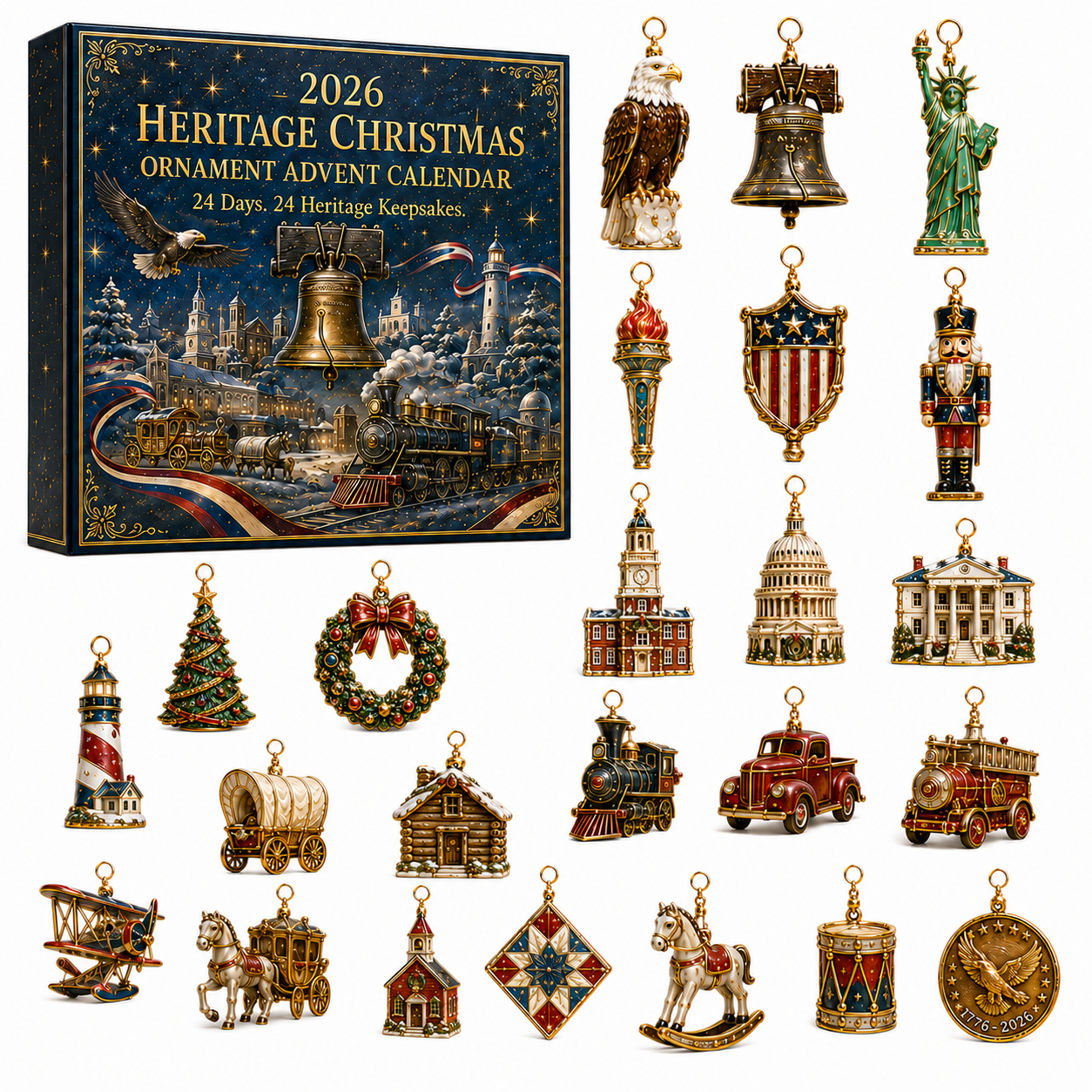 🔥Last 30pcs✨⏰ Limited anniversary edition✨49% OFF!🔥America 250th Anniversary Heritage Christmas Advent Calendar