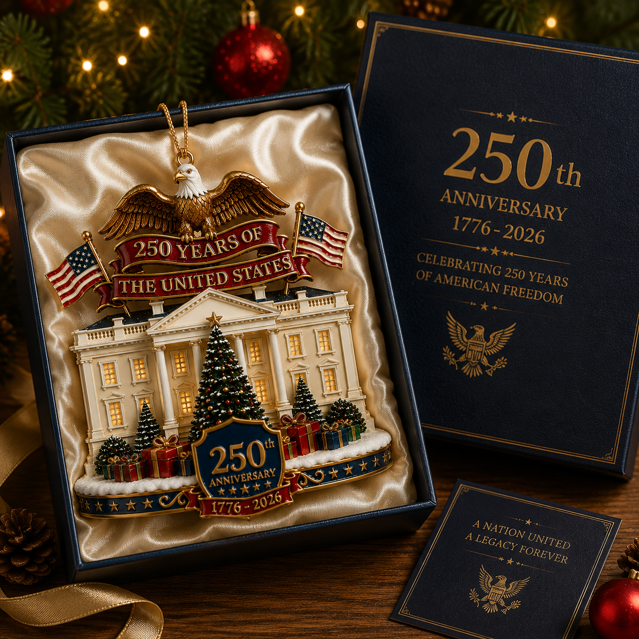 🔥Last 30pcs✨⏰ Limited anniversary edition✨49% OFF!🔥USA 250th Anniversary White House Christmas Ornament