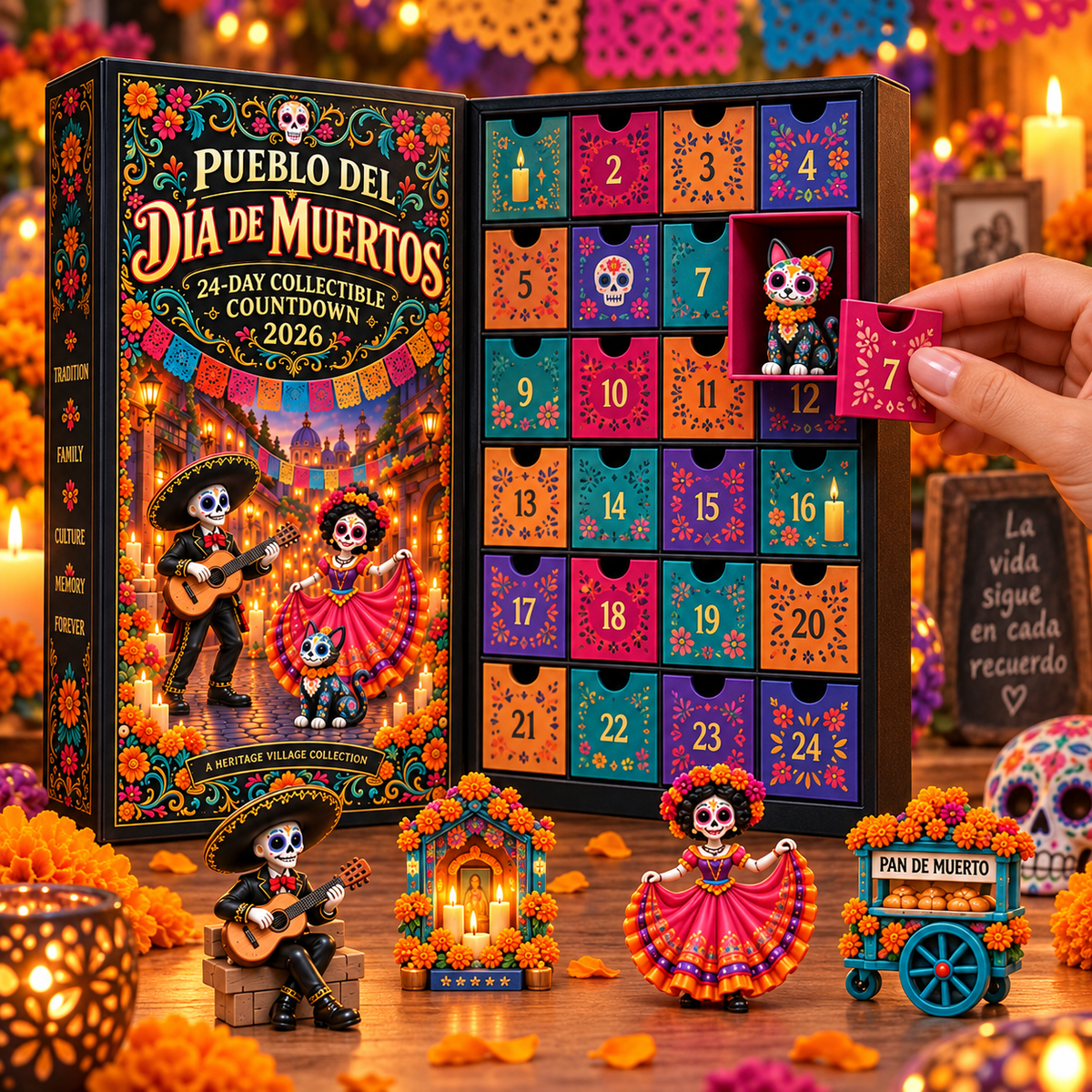 Pueblo del Día de Muertos 2026 – 24-Day Day of the Dead Collectible Countdown Calendar with 24 Unique Miniatures - image 2