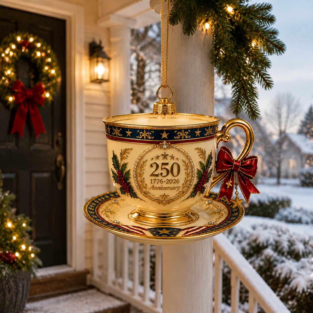 🔥Last 30pcs✨⏰ Limited anniversary edition✨49% OFF!🔥250th Anniversary Vintage Teacup-Style Christmas Ornament
