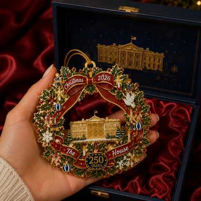 🔥Last 50pcs✨⏰ Limited anniversary edition✨49% OFF! 🔥White House Scene Christmas Wreath Commemorative Ornament