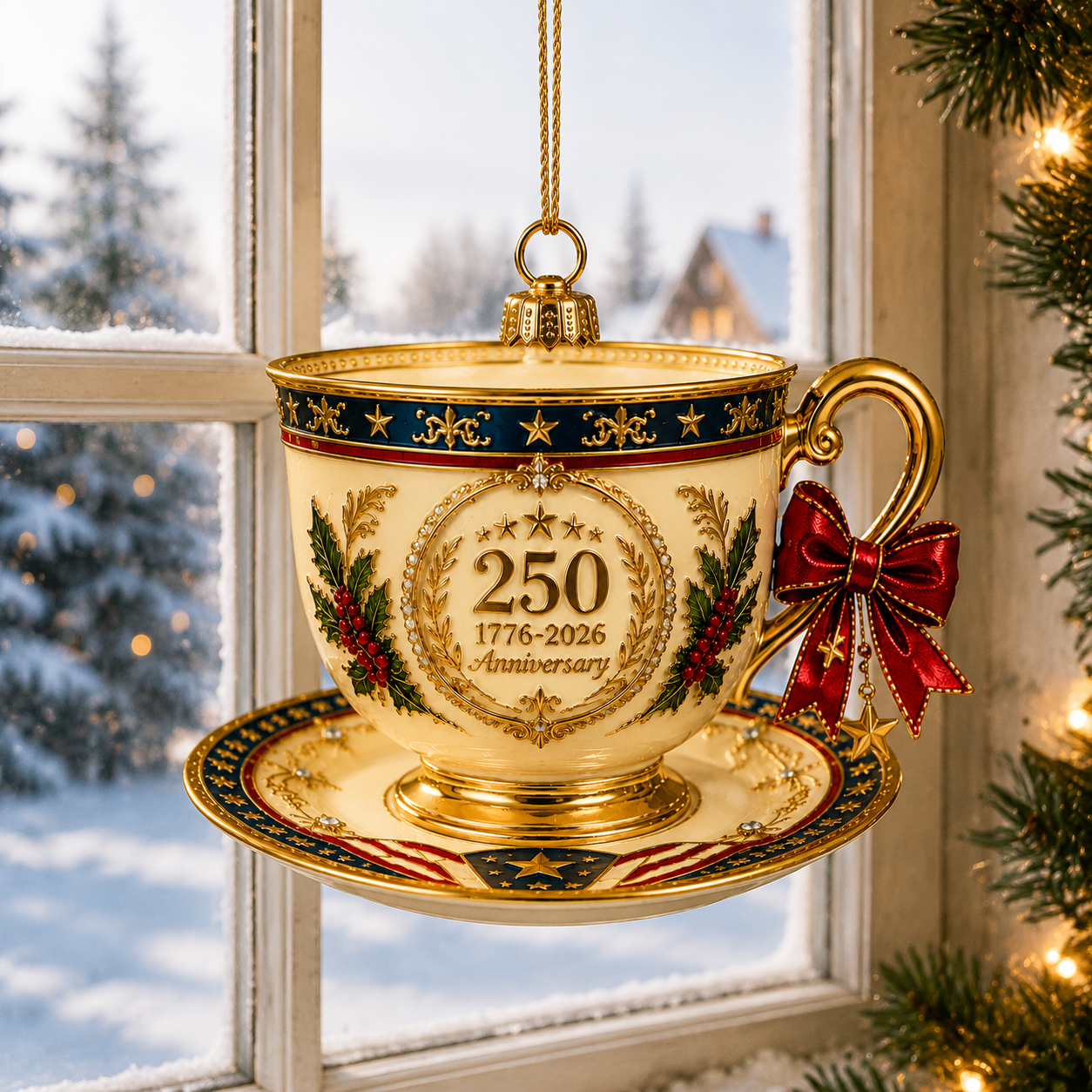 🔥Last 30pcs✨⏰ Limited anniversary edition✨49% OFF!🔥250th Anniversary Vintage Teacup-Style Christmas Ornament