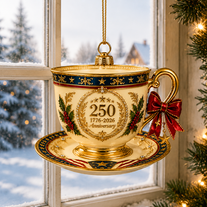 🔥Last 30pcs✨⏰ Limited anniversary edition✨49% OFF!🔥250th Anniversary Vintage Teacup-Style Christmas Ornament