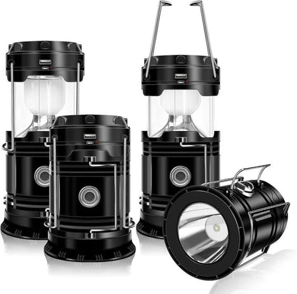 Collapsible Solar Rechargeable LED Camping Lantern & Flashlight