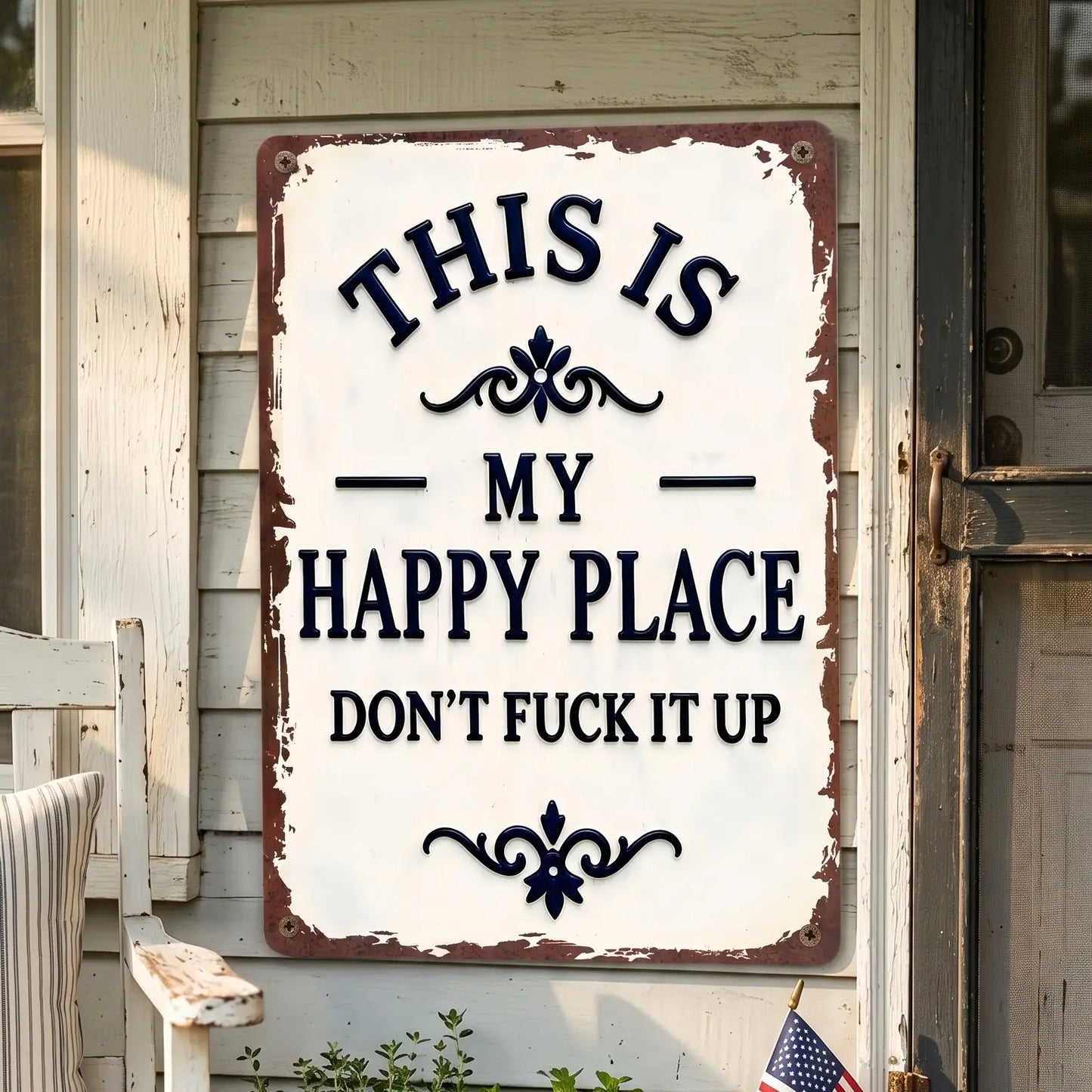 My Happy Place Don't Ruin The Fun Metal Sign – 8x12 Inch Rustic Aluminum Wall Decor - image 1