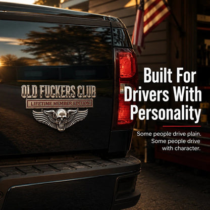 💀 OLD F*CKERS CLUB Metal Car Emblem | Chrome Peel-and-Stick Badge for Trucks, SUVs, Toolboxes & Garages 😎 - image 2