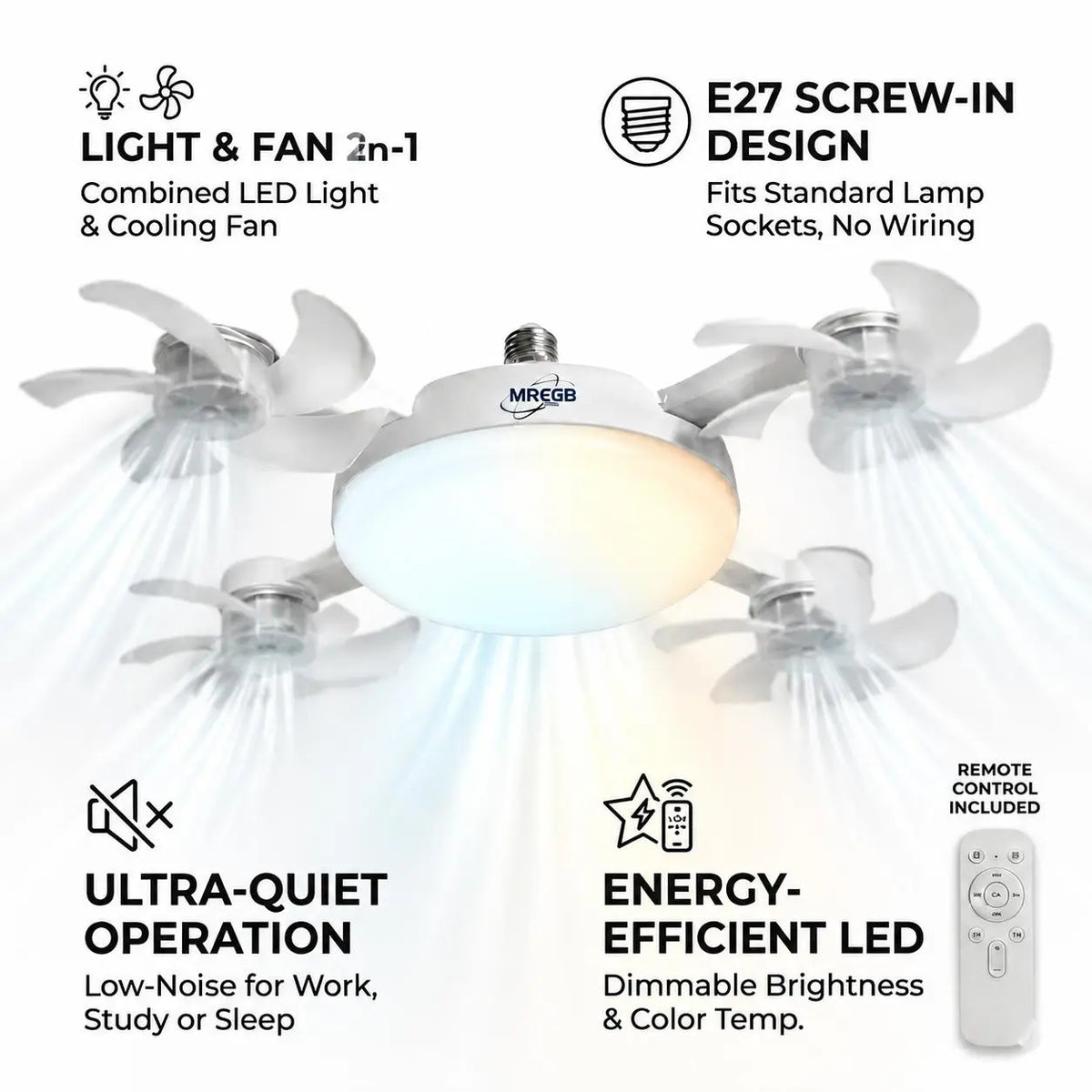 2026 New E27 Socket Ceiling Fan Light - image 4