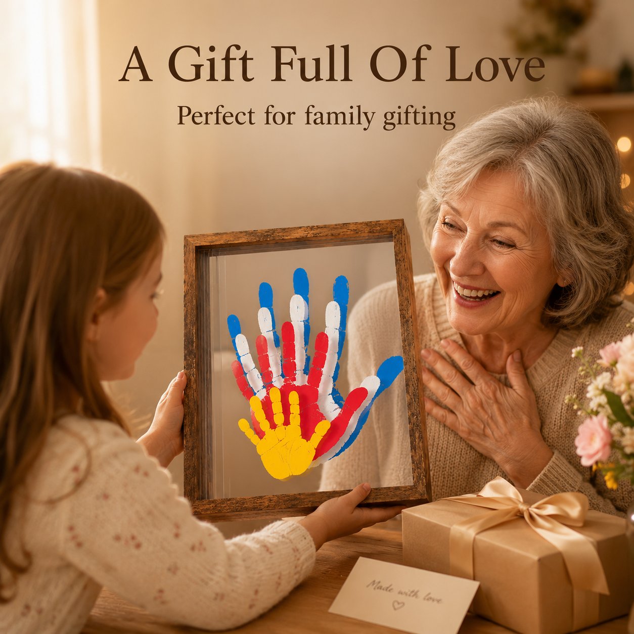 Wooden Transparent Handprint Frame Set, DIY Family Memorial Gift Kit - image 6