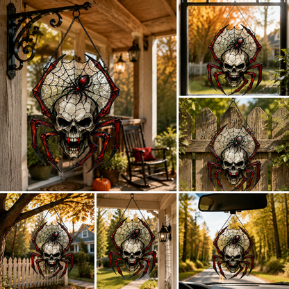 ✨Painted Skull and Spider Web Hanging Ornament
