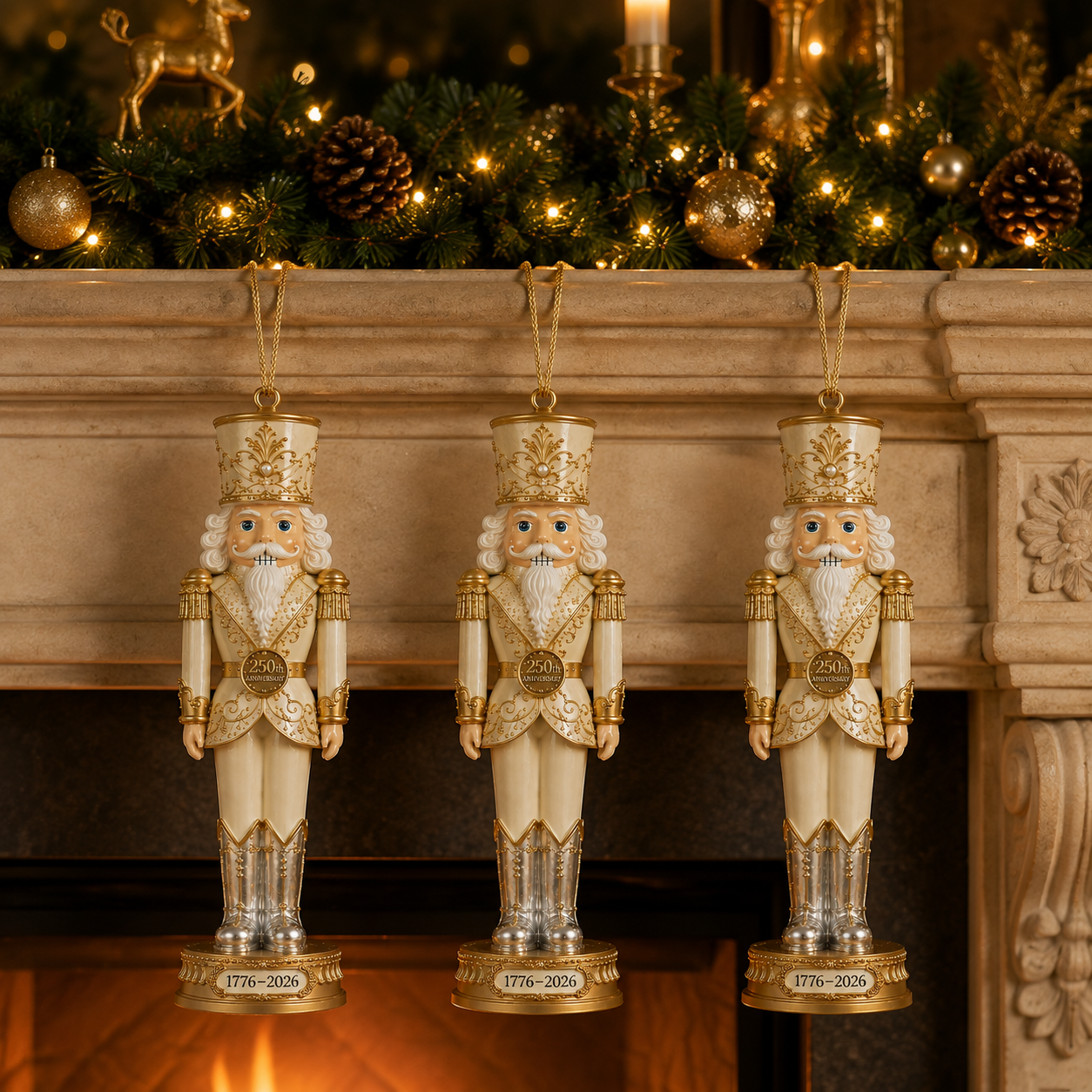 🔥Last 30pcs✨⏰ Limited anniversary edition✨49% OFF!🔥2026 America 250th Anniversary Ivory & Gold Nutcracker Ornament