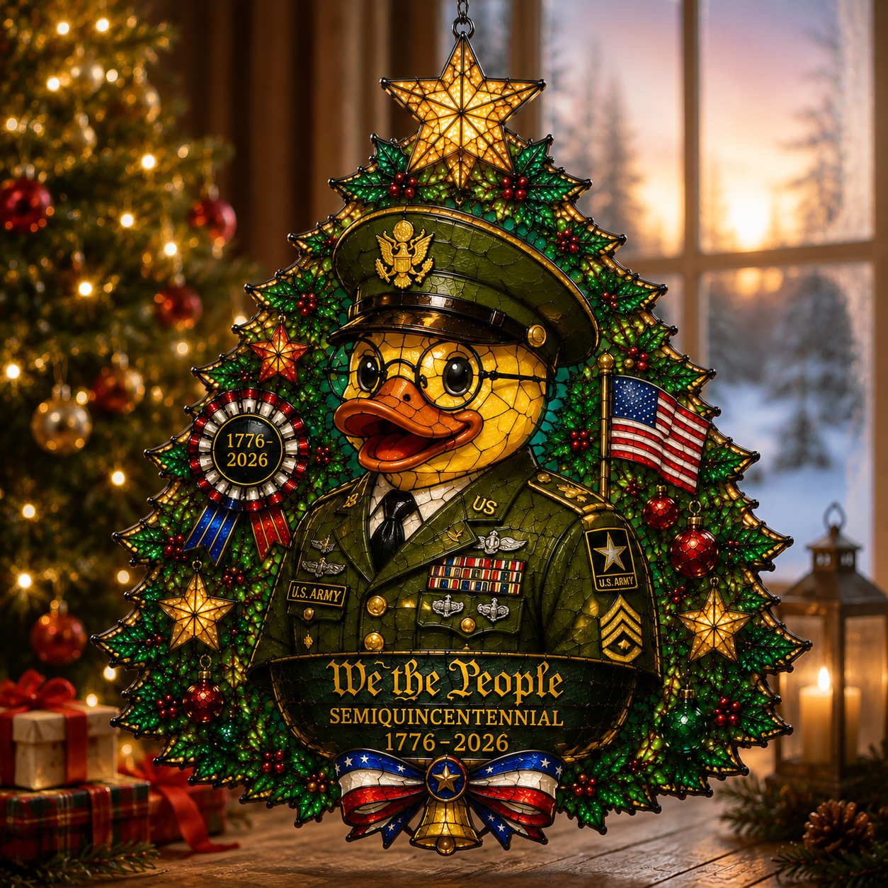 ⏰LIMITED TIME 49% OFF!🔥High-Quality Custom Hand-Painted Patriotic Duck-Shaped Christmas Tree Ornament — U.S. Semiquincentennial Commemorative Ornament