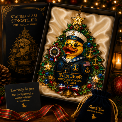 ⏰LIMITED TIME 49% OFF!🔥High-Quality Custom Hand-Painted Patriotic Duck-Shaped Christmas Tree Ornament — U.S. Semiquincentennial Commemorative Ornament
