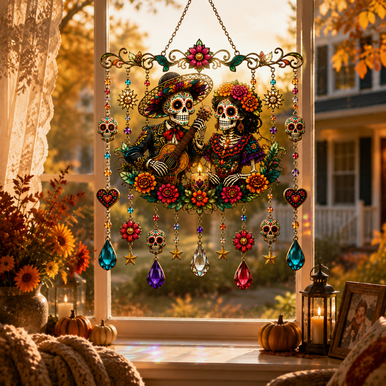 ⏰LIMITED TIME 49% OFF!🔥High-Quality Hand-Painted Hanging Decoration: Halloween Skeleton Couple
