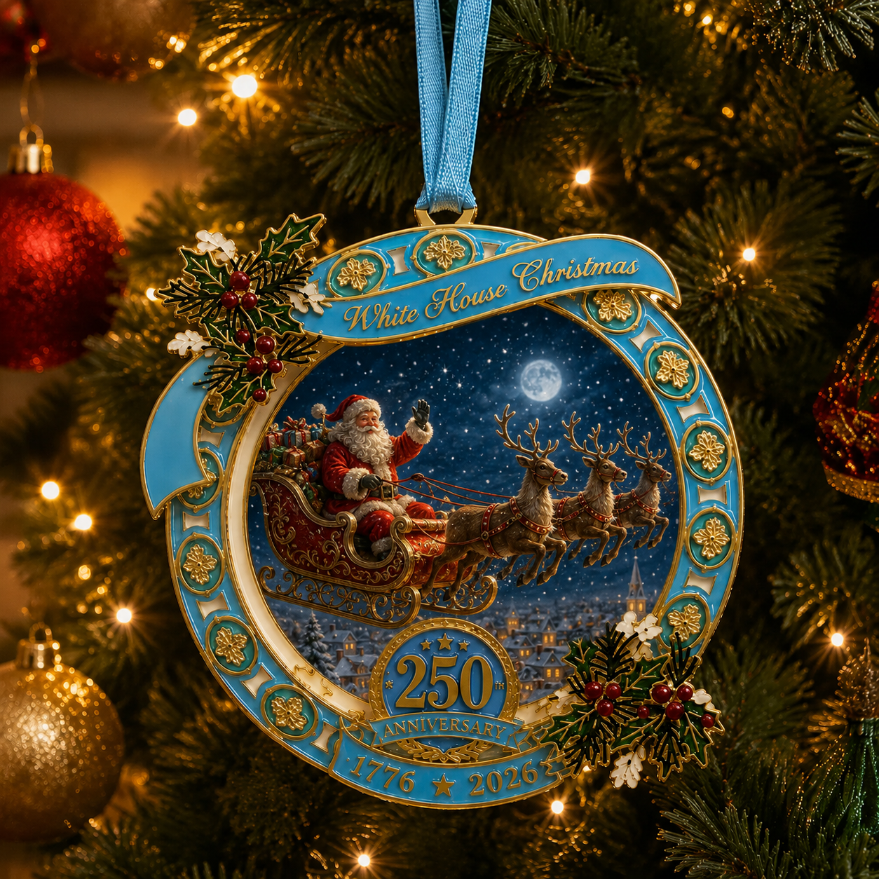 🔥Last 30pcs✨⏰ Limited anniversary edition✨49% OFF!🔥250th Anniversary Edition Santa's Sleigh Scene Ornament