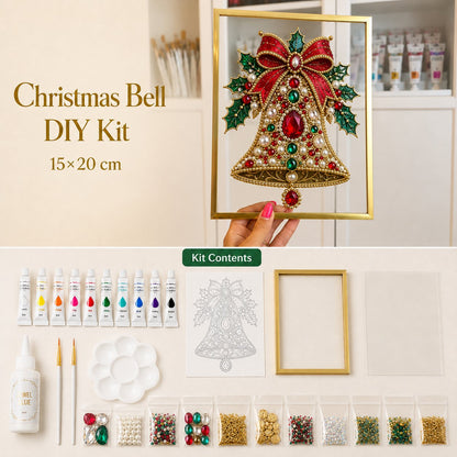 💖🔥 LAST 30pcs 🎄 DIY Jeweled Christmas Tree Art Kit | Colorful Gems, Pearls, Paints & Gold-Tone Floating Display Frame 💎✨