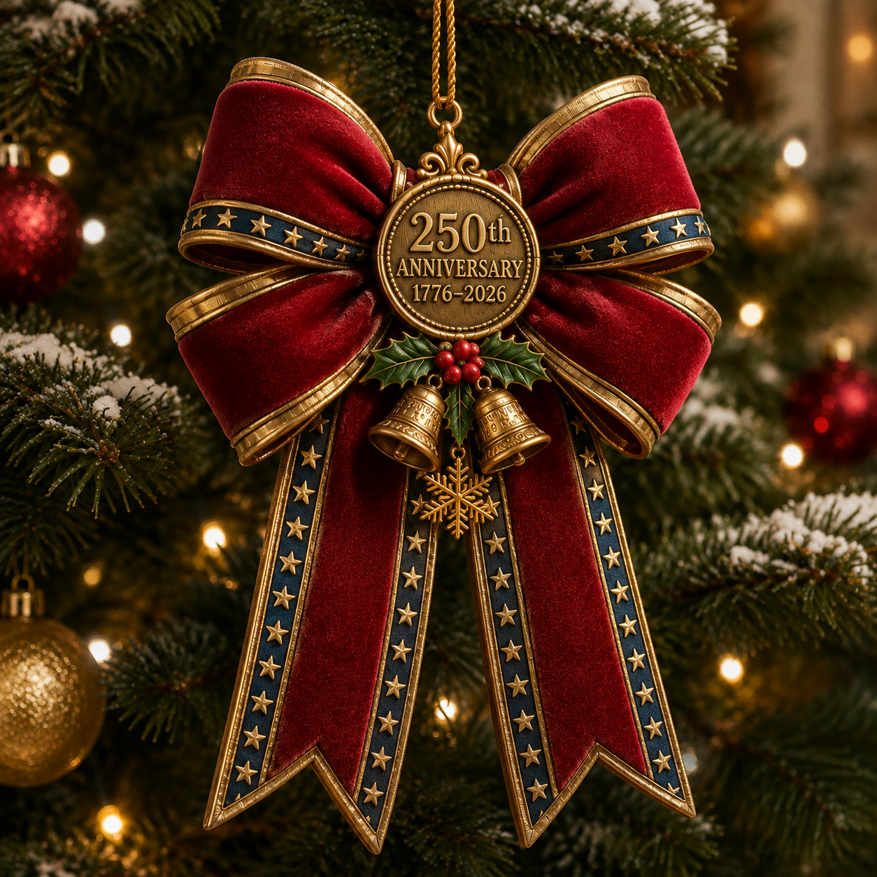 🎉250th Anniversary Bow Christmas Tree Ornament