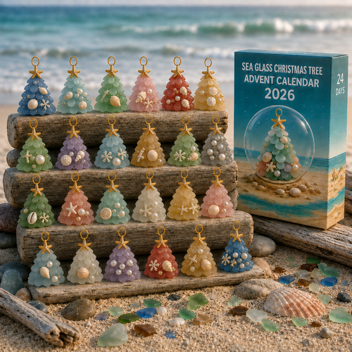 🔥Last 30pcs✨⏰ Limited anniversary edition✨49% OFF!🔥Sea Glass Christmas Tree Ornament Advent Calendar