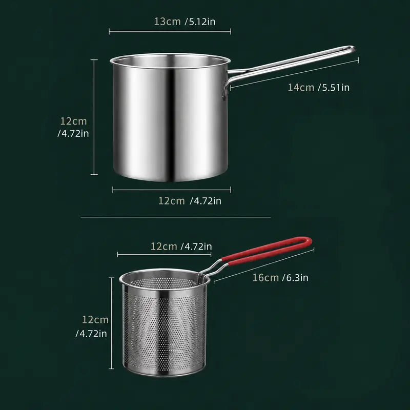 Stainless Steel Deep Fryer Set - 1-Person Mini Pot with Fry Pot, Filter Basket & Food Clip 🍳 - image 14