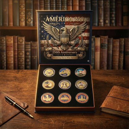 🎉🇺🇸 Limited Edition! 🔥🎁9PCS USA 250th Anniversary Commemorative Coin Gift Set - image 2