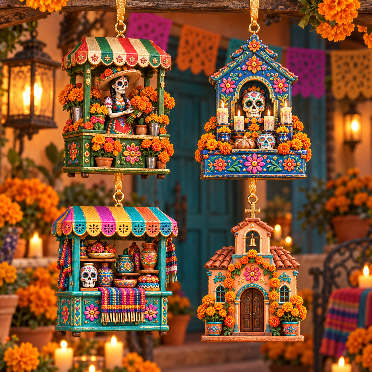 2026 Día de Muertos Village Ornaments – Miniature Market & Marigold Keepsake Collection - image 20