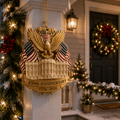 🔥Last 30pcs✨⏰ Limited anniversary edition✨49% OFF!🔥250th Anniversary Gold Eagle White House Christmas Tree Ornament