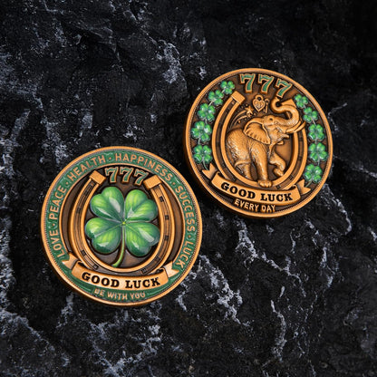 Lucky Elephant Coin with 4-Leaf Clover - image 3