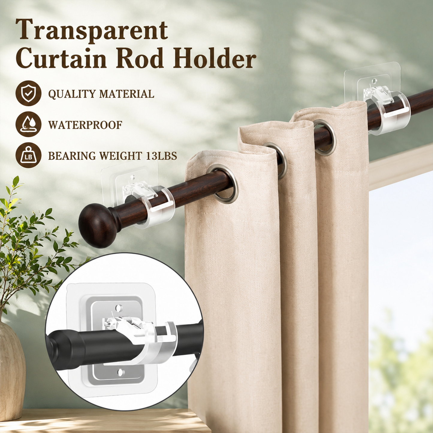 8PCS Curtain Rod Brackets with Clips – Adjustable Drapery Hooks - image 2
