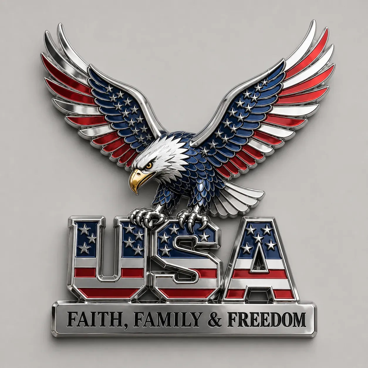 ★USA Faith, Family & Freedom★ Metal Emblem
