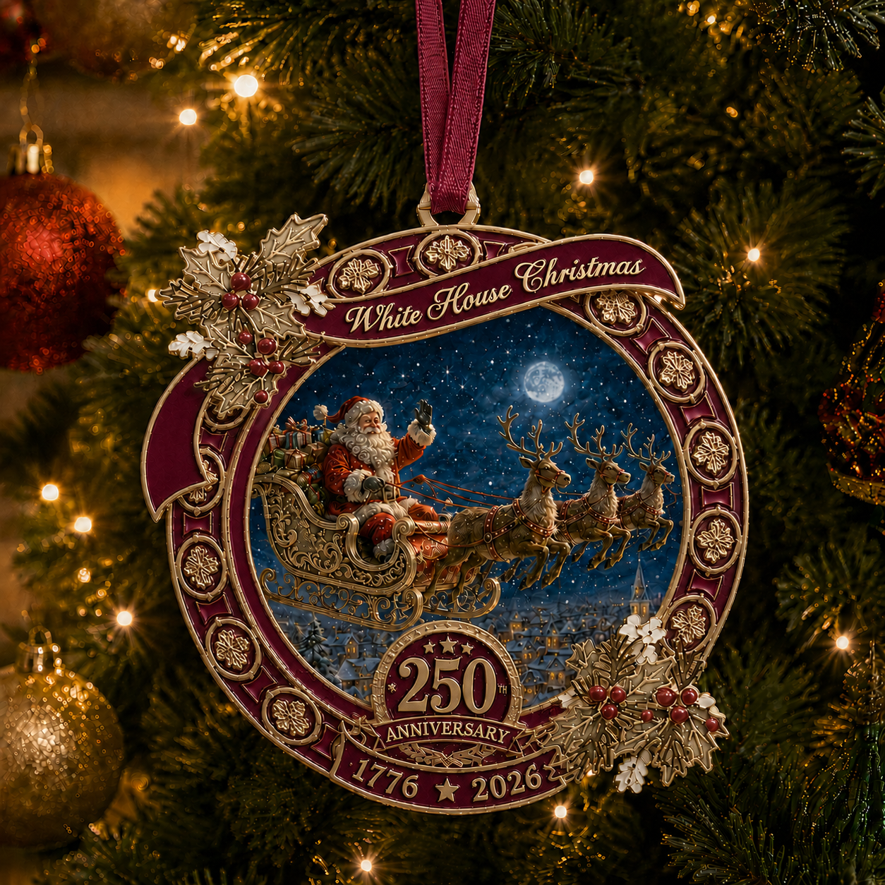🔥Last 30pcs✨⏰ Limited anniversary edition✨49% OFF!🔥250th Anniversary Edition Santa's Sleigh Scene Ornament
