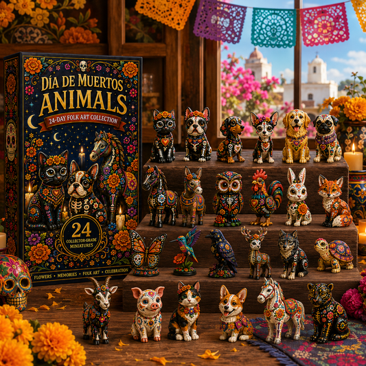 Día de Muertos Animals Advent Calendar 2026 – 24-Day Folk Art Animal Figurine Collection | 24 Unique Collector-Grade Miniatures - image 1