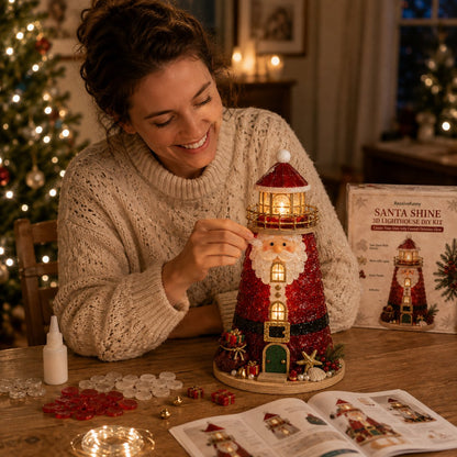 🔥Last 100pcs🔥Beginner-Friendly DIY Lighted Christmas Character Sea Glass-Style Lighthouse Kit Collection | Complete Kit with Sea Glass-Style Pieces, LED Lights & Step-by-Step Guide Included 💕
