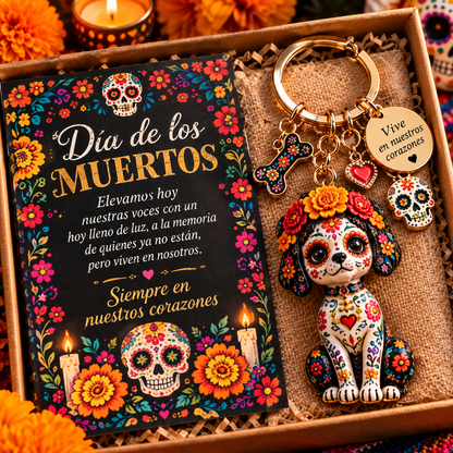 2026 Día de Muertos Keepsake Keychains – 4 Colorful Designs with Remembrance Cards - image 3