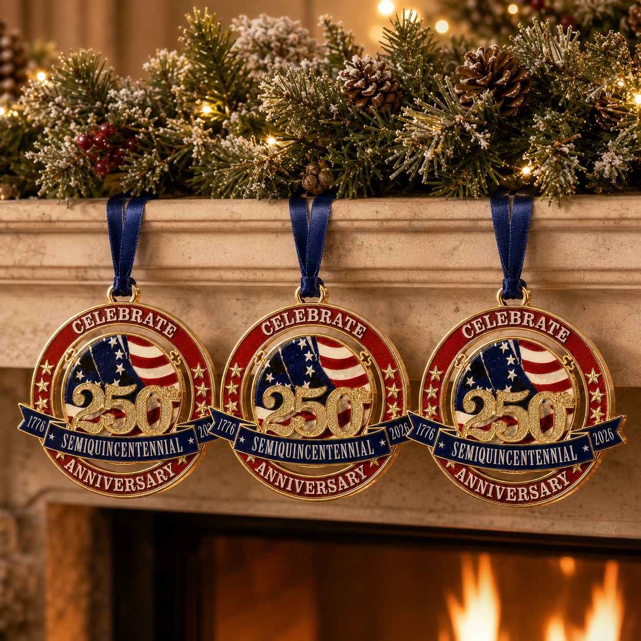 🔥250th Anniversary Commemorative Medal Christmas Tree Ornament