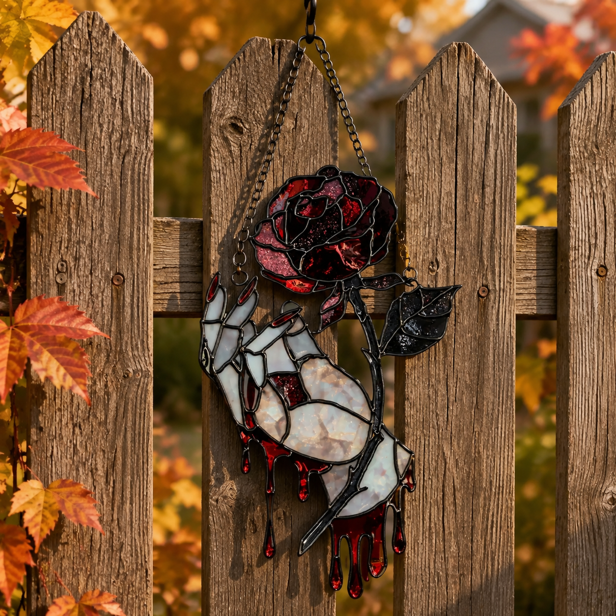✨Hand-painted bleeding rose hanging ornament