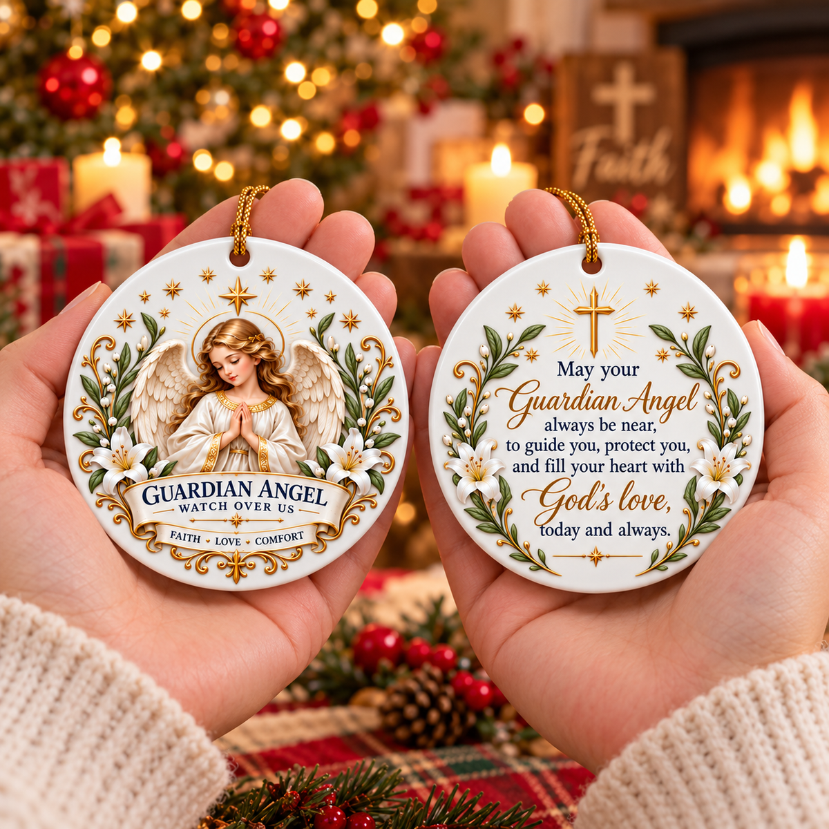 ⏳ Last Day 50% OFF —✝️ Faith & Blessing Double-Sided Ceramic Ornament