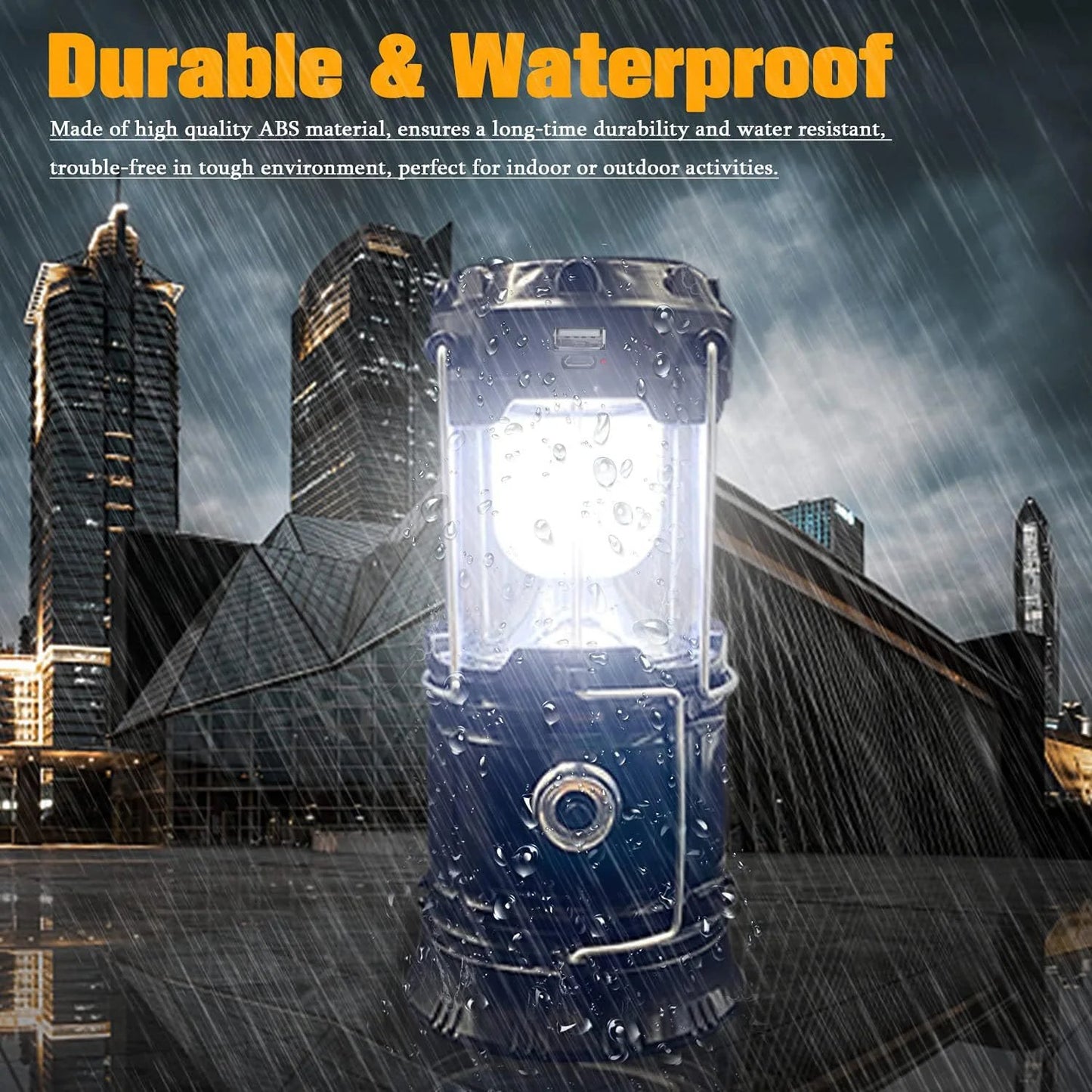 Collapsible Solar Rechargeable LED Camping Lantern & Flashlight