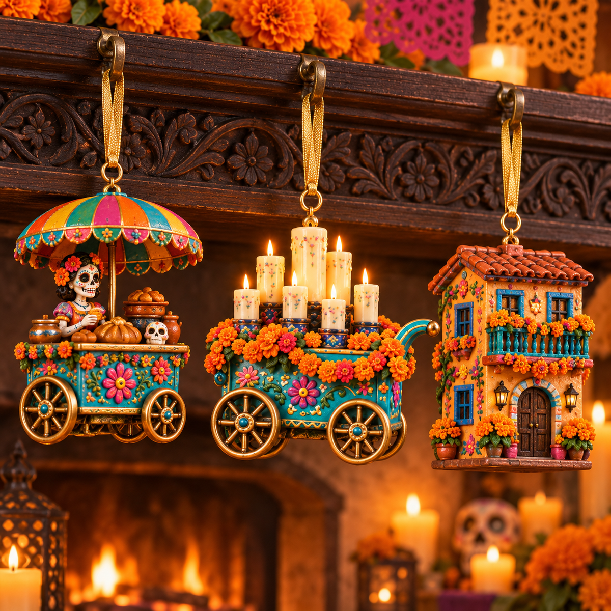 2026 Día de Muertos Village Ornaments – Miniature Market & Marigold Keepsake Collection - image 21