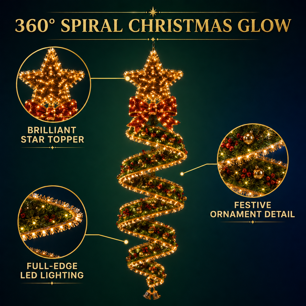 🏡🎄Last day for 50% off🎄Christmas Magic Spiral Hanging LED Light Collection - image 7