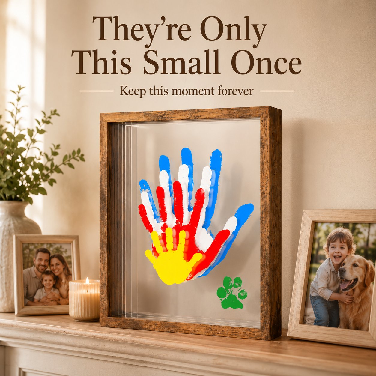 Wooden Transparent Handprint Frame Set, DIY Family Memorial Gift Kit - image 2