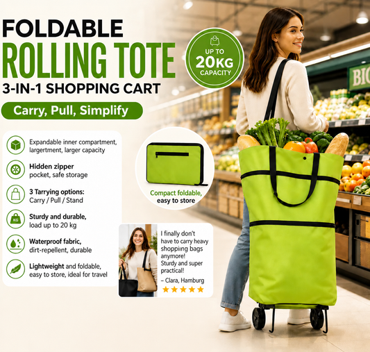 ⏰LIMITED TIME 49% OFF!🔥🛍️✨ Convertible shopping tote – hides wheels, holds 20kg, expands with zipper!