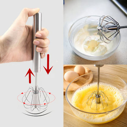 Stainless Steel Hand-Push Rotary Whisk Food-Grade Rust-Resistant Kitchen Utensil - image 5