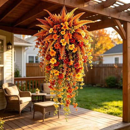 UV‑resistant artificial Boston fern plant, realistic large outdoor hanging autumn faux plant🍂 - image 2